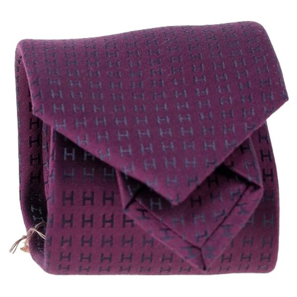 Hermès Faconnee New H Tie in Purple Silk